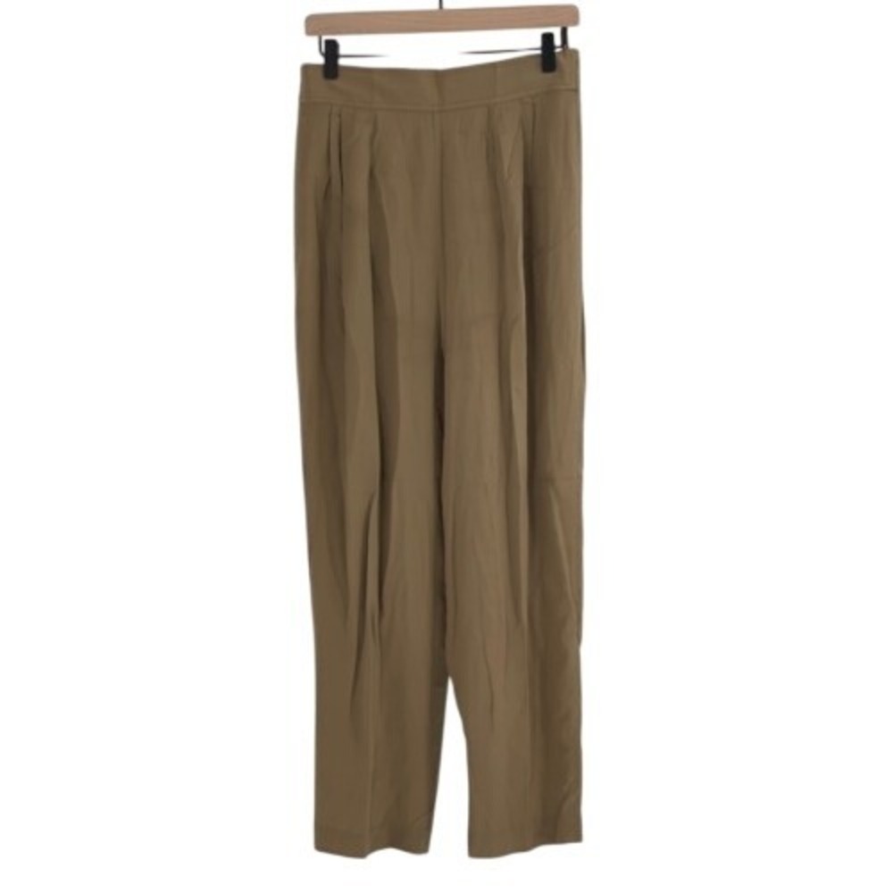 David Hollis Silk Pants Women Size 12 Brown Tan Loose Fit‎ Stretch Elastic Waist